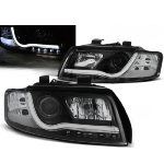 Paire de feux phares Audi A4 B6 de 2000 a 2004 Tube Light led LTI noir