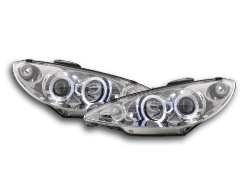 Paire de feux phares Angel Eyes Peugeot 206 S16 02-05 Chrome