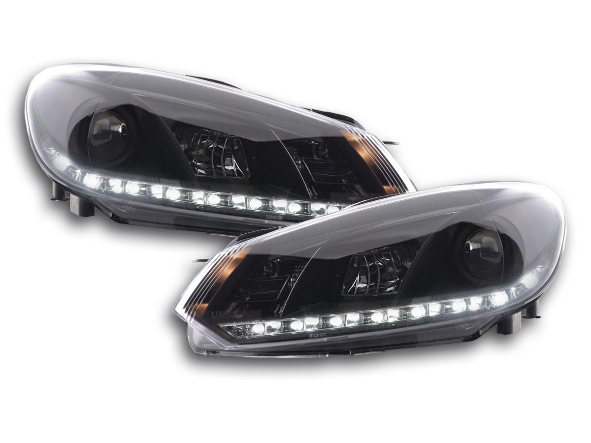 Paire de feux phares Daylight Led VW Golf 6 1K de 08-12 Noir