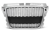 Grille de calandre pour Audi A3 8P de 04/2008 a 07/2012 look Sport Argent et noir