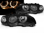 Paire de phares BMW serie 3 E46 Coupe de 1999 a 2003 angel eyes noir