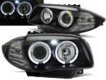 Paire de feux phares BMW Serie 1 E87/E81 04-11 angel eyes noir