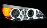 Paire de feux phares BMW serie 5 E60 / E61 de 2003 a 2007 angel eyes CCFL chrome led