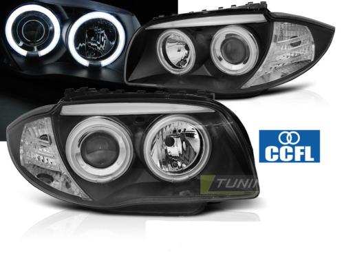 Paire feux phares BMW E81/E82/E87/E88 04-11 Angel Eyes CCFL Noir