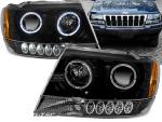 Paire de feux phares Jeep Grand Cherokee 99-05 angel eyes noir