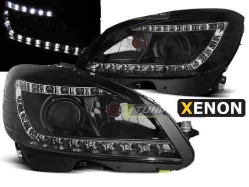 Paire de feux phares Mercedes classe C W204 07-10 xenon Daylight led noir