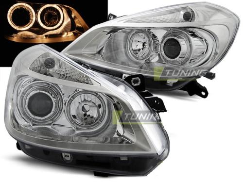 Paire de feux phares Renault Clio 3 05-09 Angel eyes chrome