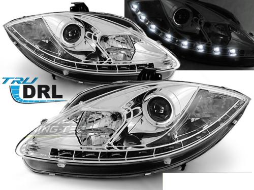 Paire de feux phares Seat Leon / Altea 09-13 Daylight DRL led chrome