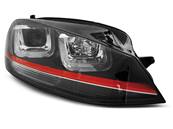 Paire feux phares VW Golf 7 12-17 Daylight led U-type Look GTI noir ligne rouge