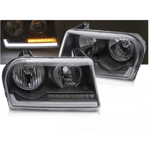 Paire de feux phares Chrysler 300 de 2005 a 2008 Tube Light Noir