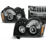 Paire de feux phares Jeep Grand Cherokee de 2005 a 2008 angel eyes noir