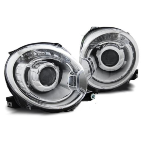 Paire de feux phares Fiat 500 07-15 design chrome