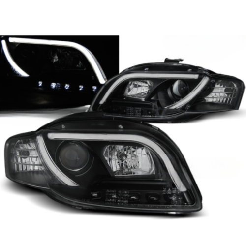 Paire de feux phares Audi A4 B7 de 2004 a 2008 Tube Light led LTI noir