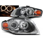 Paire de feux phares Audi A4 B7 de 2004 a 2008 angel eyes chrome