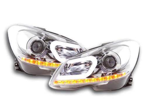 Paire de feux phares Daylight Led Mercedes Classe C W204 11-14 Chrome