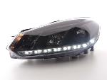 Paire de feux phares Daylight DRL Led VW Golf 6 1K de 08-12 Noir