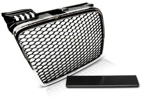 Grille de calandre pour Audi A4 B7 de 11/2004 a 03/2008 look Sport Chrome et Noir