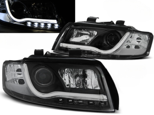 Paire de feux phares Audi A4 de 2000 a 2004 Tube Light DRL noir led