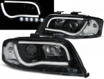 Paire de feux phares Audi A6 de 1997 a 2001 Tube Light DRL led noir