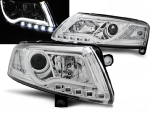 Paire de feux phares Audi A6 C6 4F de 2004 a 2008 chrome Tube Light DRL xenon