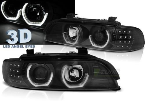 Paire de feux phares BMW serie 5 E39 95-03 Angel Eyes led 3D noir
