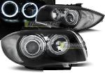 Paire de feux phares BMW Serie 1 E87 / E81 04-11 angel eyes noir