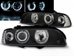 Paire de feux phares BMW serie 5 E39 de 1995 a 2000 angel eyes CCFL noir