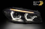 Paire de feux phares BMW serie 5 F10 / F11 10-13 xenon angel eyes led DRL Noir AFS