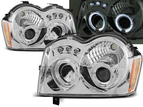 Paire de feux phares Jeep Grand Cherokee 05-08 angel eyes chrome