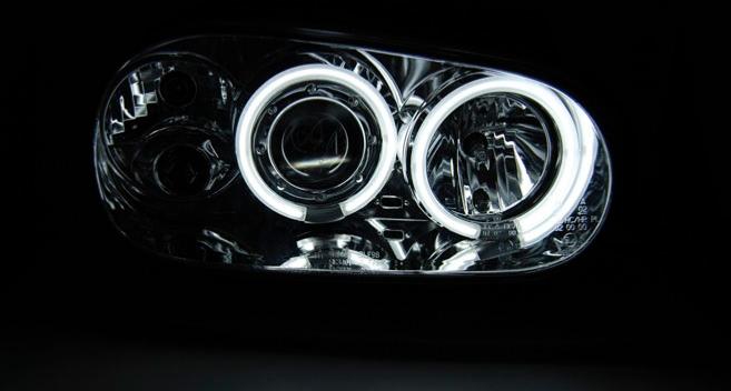 Paire de feux phares VW Golf 4 97-03 angel eyes chrome