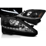 Paire de feux phares Lexus IS 06-13 Daylight DRL led noir