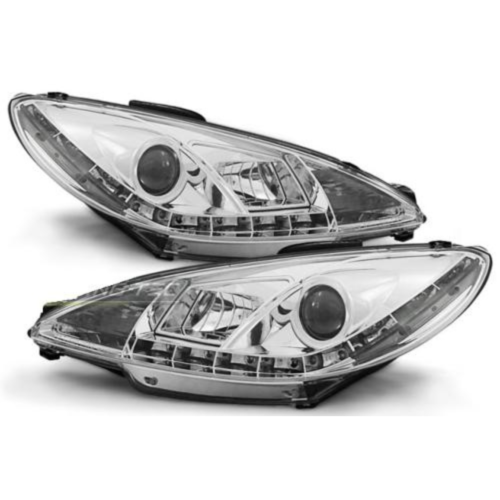 Paire de feux phares Peugeot 206 98-02 Daylight led chrome