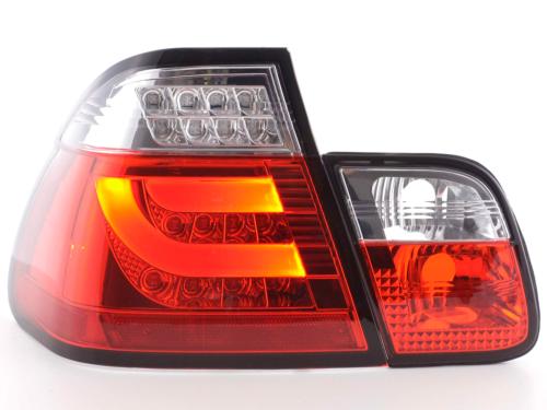 Paire feux arrière BMW Serie 3 E46 Berline 1998 a 2001 Rouge Chrome Led