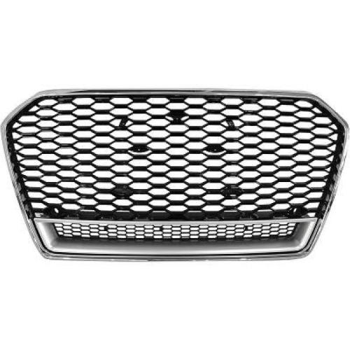 Grille Calandre en ABS Audi A6 C7 2015 a 2018 Look RS Noir/Chrome PDC