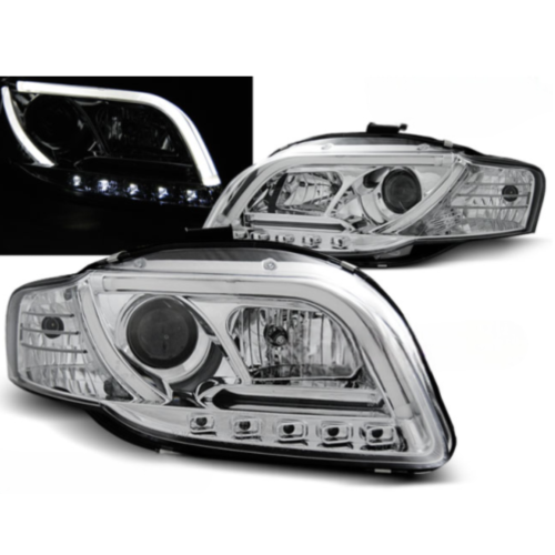Paire de feux phares Audi A4 B7 de 2004 a 2008 Tube Light led LTI chrome