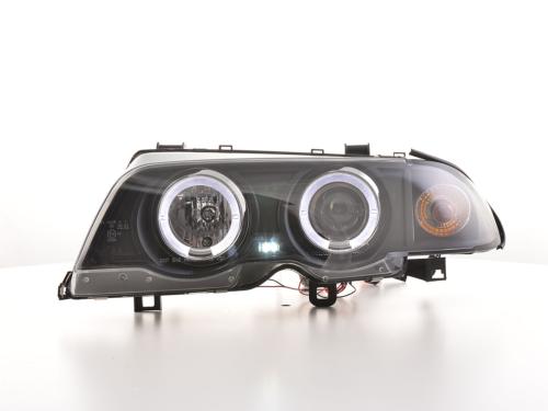 Paire de feux phares Angel Eyes BMW serie 3 E46 Berline 98-01 Noir