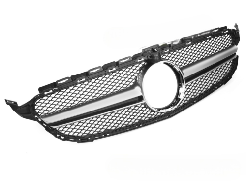 Grille calandre Mercedes classe C W205 de 2014 a 2021 Look GT Noir Silver