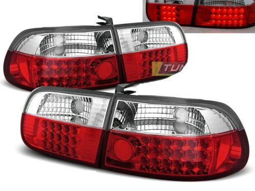 Paire de feux arriere Honda Civic 91-95 LED rouge blanc