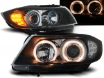 Paire de feux phares BMW serie 3 E90 de 2005 a 2008 angel eyes noir + Cligno Led