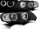 Paire de feux phares BMW X5 E53 de 1999 a 2003 xenon angel eyes led noir