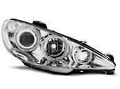 Paire de feux phares Peugeot 206 02-06 angel eyes chrome