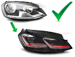 Paire de feux phares VW Golf 7 12-17 FULL LED DRL Dyn Rouge