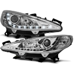 Paire de feux phares Peugeot 207 06-12 Daylight led chrome