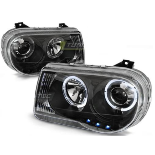 Paire de feux phares Chrysler 300C 05-10 angel eyes noir