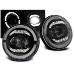 Paire de feux phares Jeep Wrangler 96-18 Angel Eyes Full LED Noir