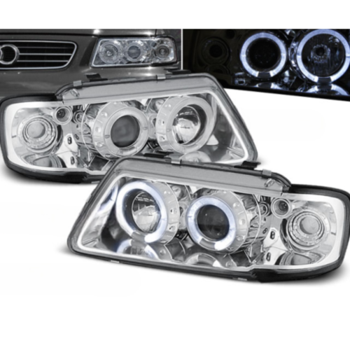 Paire de feux phares Audi A3 8L de 1996 a 2000 Angel eyes chrome