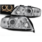 Paire de feux phares avant Audi A6 C5 de 2001 a 2004 angel eyes xenon chrome