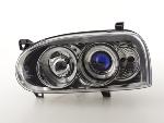 Paire de feux phares Design Angel Eyes VW Golf 3 91-97 Chrome