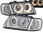 Paire de feux phares Audi A3 8L de 1996 a 2000 angel eyes chrome