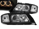 Paire de feux phares avant Audi A6 C5 de 1997 a 1999 angel eyes noir xenon